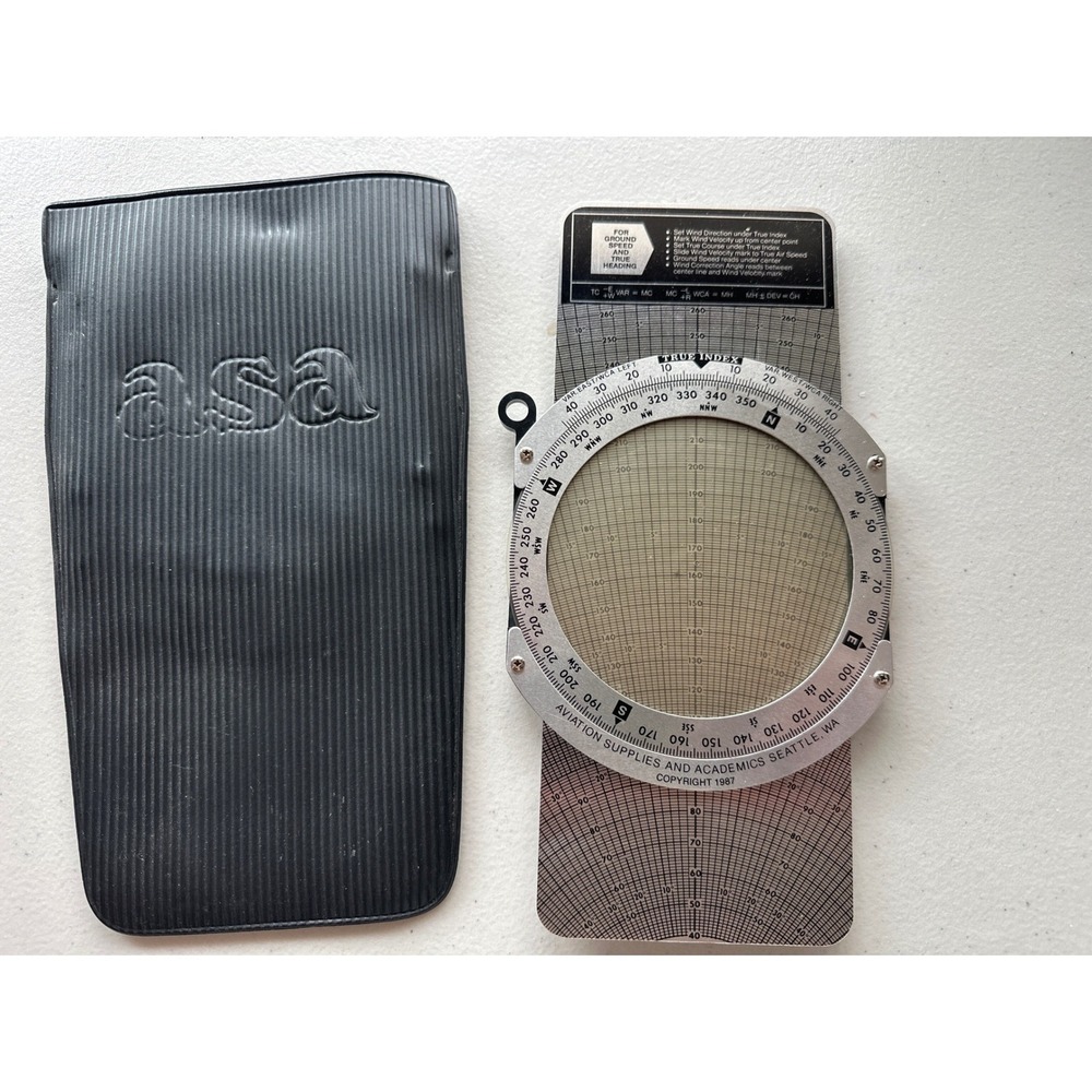 ASA E6-B Flight Computer Metal Navigation Slide Rule Case 1987 Aviation Tool